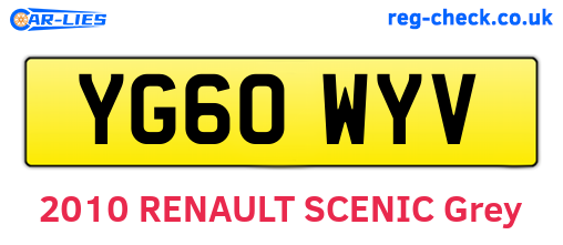 YG60WYV are the vehicle registration plates.