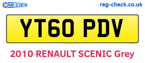 YT60PDV are the vehicle registration plates.