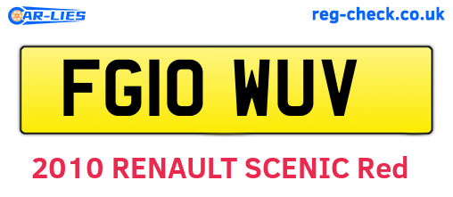 FG10WUV are the vehicle registration plates.