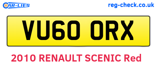 VU60ORX are the vehicle registration plates.