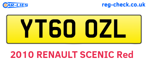 YT60OZL are the vehicle registration plates.