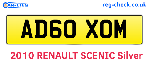 AD60XOM are the vehicle registration plates.