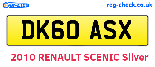 DK60ASX are the vehicle registration plates.