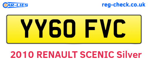 YY60FVC are the vehicle registration plates.
