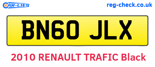 BN60JLX are the vehicle registration plates.