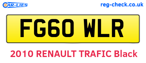FG60WLR are the vehicle registration plates.