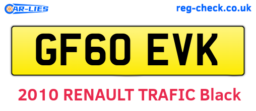 GF60EVK are the vehicle registration plates.