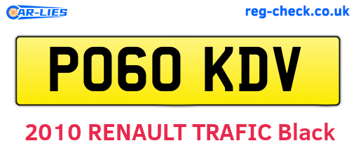PO60KDV are the vehicle registration plates.