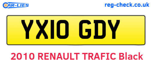 YX10GDY are the vehicle registration plates.