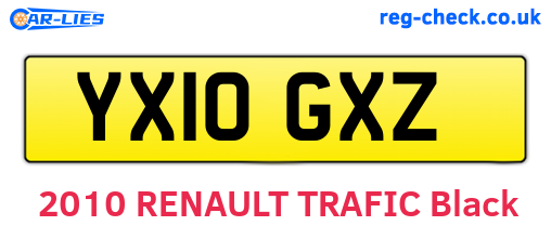YX10GXZ are the vehicle registration plates.