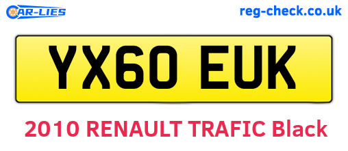 YX60EUK are the vehicle registration plates.
