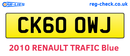CK60OWJ are the vehicle registration plates.