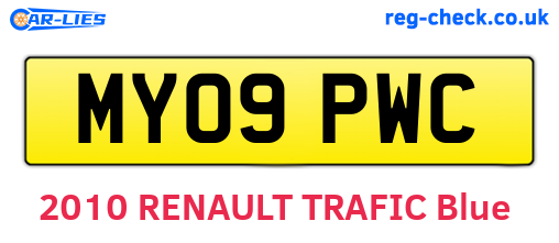 MY09PWC are the vehicle registration plates.