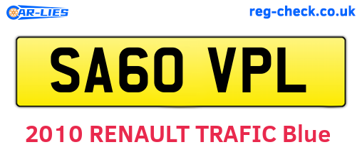 SA60VPL are the vehicle registration plates.