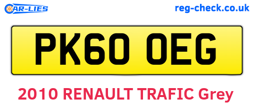 PK60OEG are the vehicle registration plates.