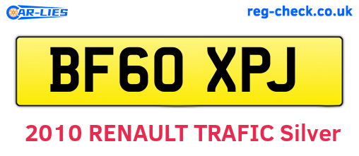 BF60XPJ are the vehicle registration plates.