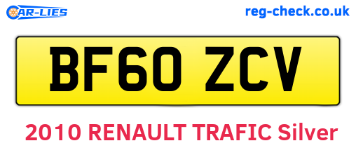 BF60ZCV are the vehicle registration plates.