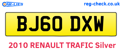 BJ60DXW are the vehicle registration plates.