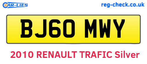 BJ60MWY are the vehicle registration plates.