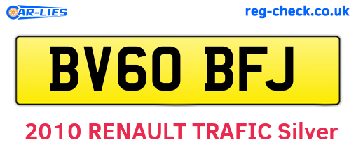 BV60BFJ are the vehicle registration plates.