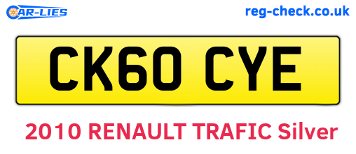 CK60CYE are the vehicle registration plates.