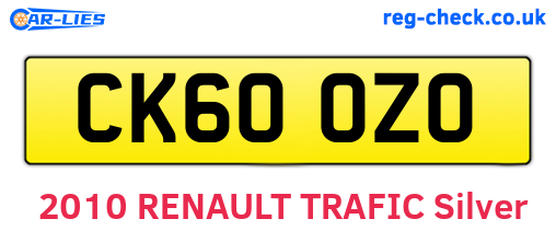 CK60OZO are the vehicle registration plates.