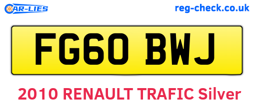 FG60BWJ are the vehicle registration plates.