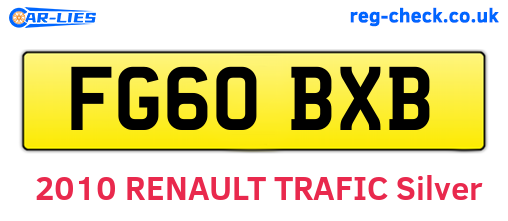 FG60BXB are the vehicle registration plates.