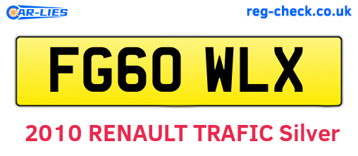 FG60WLX are the vehicle registration plates.