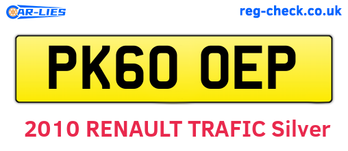 PK60OEP are the vehicle registration plates.