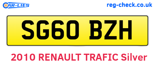 SG60BZH are the vehicle registration plates.