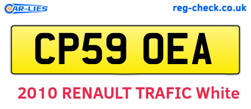 CP59OEA are the vehicle registration plates.