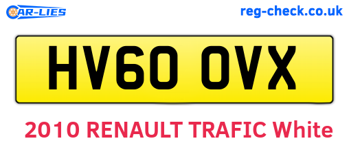 HV60OVX are the vehicle registration plates.