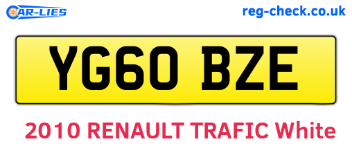 YG60BZE are the vehicle registration plates.