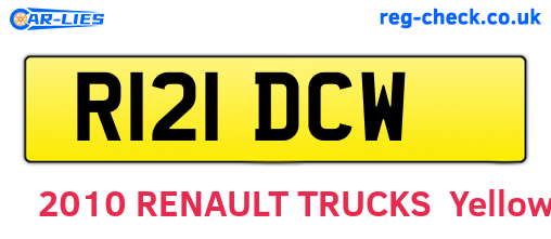 R121DCW are the vehicle registration plates.