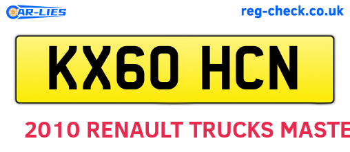 KX60HCN are the vehicle registration plates.