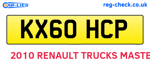 KX60HCP are the vehicle registration plates.