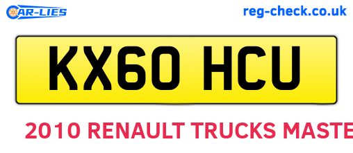 KX60HCU are the vehicle registration plates.