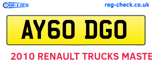 AY60DGO are the vehicle registration plates.