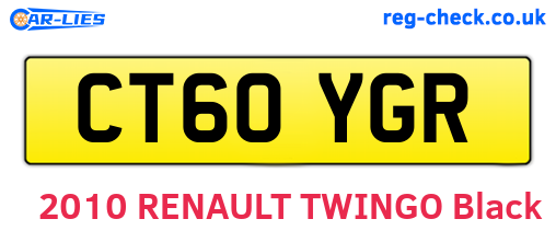 CT60YGR are the vehicle registration plates.