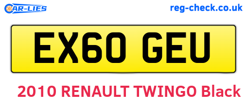 EX60GEU are the vehicle registration plates.