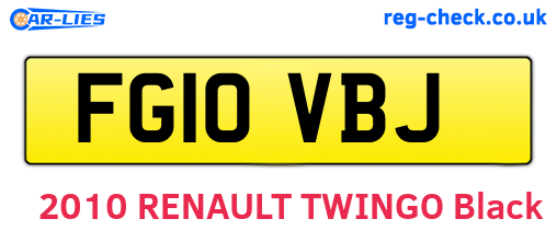 FG10VBJ are the vehicle registration plates.