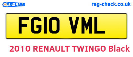FG10VML are the vehicle registration plates.