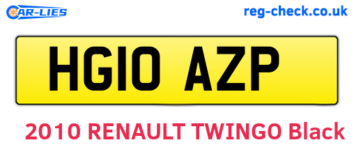 HG10AZP are the vehicle registration plates.