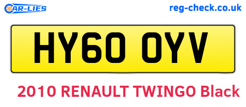 HY60OYV are the vehicle registration plates.
