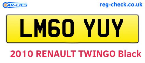 LM60YUY are the vehicle registration plates.