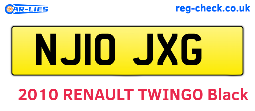 NJ10JXG are the vehicle registration plates.