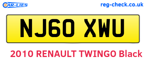 NJ60XWU are the vehicle registration plates.