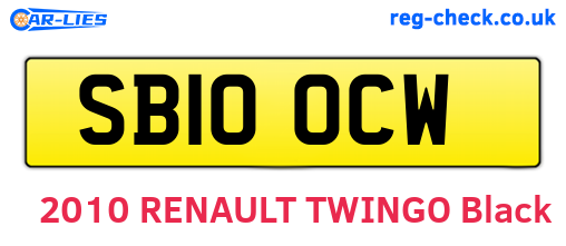 SB10OCW are the vehicle registration plates.