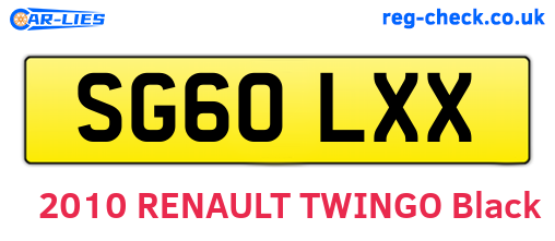 SG60LXX are the vehicle registration plates.